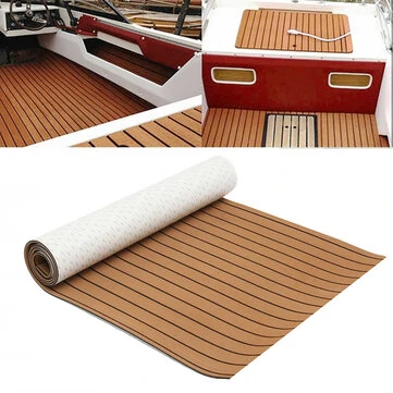 ELuto 240cm x 90cm x 5mm EVA Skum Teakdækplade Båd Yacht Gulvmat Selvklæbende Marina Gulvbelægning Falsk Tæppe Klistermærke Skridsikker