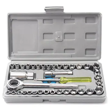 40 stk 3/8 tommer og 1/4 tommer Drive Socket Set værktøjssæt Ratchet Skralde Forlængelsesstang til bil motorcykel