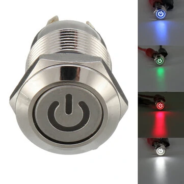 12V 4 Pin Led Metal Trykknapkontakt Momentær Vandtæt