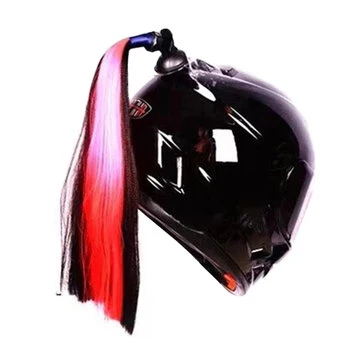 Punk Stil Hjelm Fletninger Motorcykel Cykel Gradient Rampe Suger Aftagelig Svins Hale Ponytail