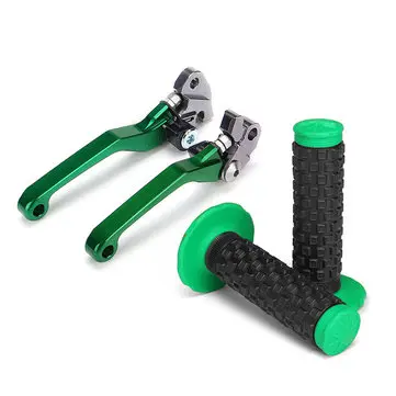 Motorcykel Grøn Kobling Bremsehåndtag + Styregreb til Kawasaki KX65 KX85 KX125 KX250 KX250F