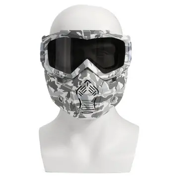 Motorcykelhjelm-med Goggles Klar Mørkegrå Linse Aftagelig Modulær Maske