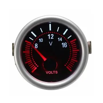 2 tommer 52MM 12V Hvid & Rød LED Bil Båd 8-16 Voltmeter Volt Spændingsmåler