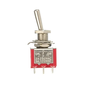 Rød Miniatyrtommelknap DPDT On-Off-On 6 ben 3 positioner 5A 120Vac /2A 250Vac