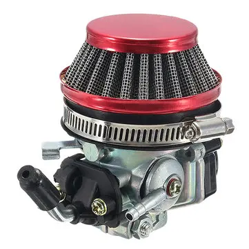 Karburator med luftfilter rød til 49cc 50cc 60cc 66cc 80cc 2-takts motoriseret cykel