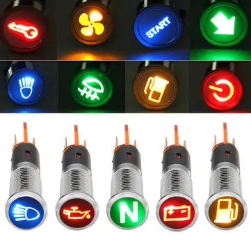 12V 24V 36V Metal 8mm LED Dash Panel Advarselslys Pære Indikator Lampe Bil Båd Van