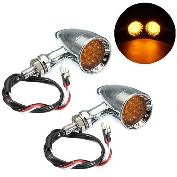 12V Motorcykel Kugle 20 LED Blinklys Indikatorlys Bärnsten Kant Skåret Aluminiumlegering