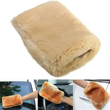 24x16cm Motor Auto Hjem Rengøring Vask Handske Polering Pudsning Vant Lammeuld Uld