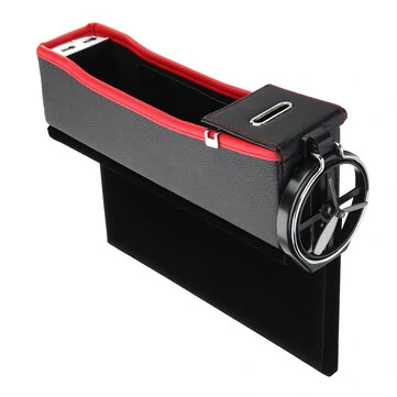 USB-oplader Bil højre side Sædecrevice Opbevaringsboks Sædefylder Organiser Catcher Box Kopholder