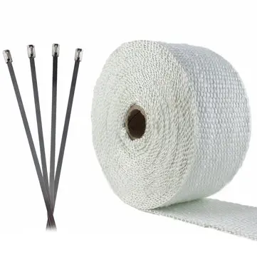 7,5 m x 50 mm Højvarmebestandig Glasfiber Udstødnings Muffler Rør Header Thermo Wrap Tape Kit Turbo