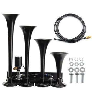 12V Høj Lyd 149dB Fire Trumpet Tog Luft Horn Metal Sort Til Bil Lastbil Båd