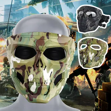 WoSporT Skull Airsoft Paintball Maskee Fuld Ansigt Taktisk Halloween Festmaske