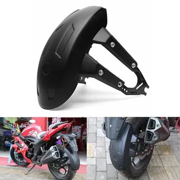 Universal motorcykel baghjulsdækplade Splash Guard Mudguard + Bracket Sort