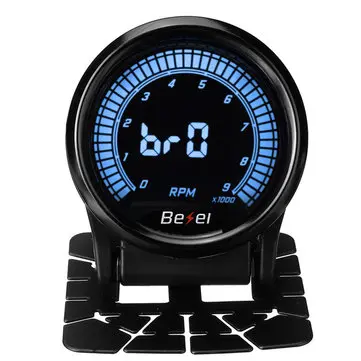 52mm Turtæller Måler til Ti Farve LED Meter 12V Bil Måler 0-9000RPM