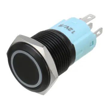 12V 5 Pin 16mm LED Lys Metal Trykknap Momentary Switch Vandtæt