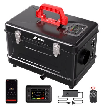 HCALORY TC2S 8KW Dieselvej 5L Værktøjskasse Kompakt 2S Bærbar Dieselluftvarmer 12V/24V Alt-i-en Hurtigopvarmning med Appkontrol Højdemode og Automatisk Start og Stop til RV Garage Camping 2025 Opgrade