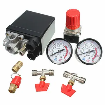 Air Compressor Pressure Valve 180PSI Målere Regulator Pump Control Switch