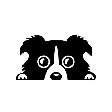 En sød kæledyrs hundesticker med størrelsen 14x8 cm. Sjov decal til bilens kofanger, vindue og karrosseri.