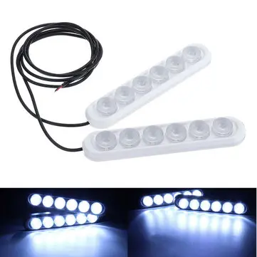 12V 6 LED Kørelys Hvide Kørelys Kørebir Xenonforlygter