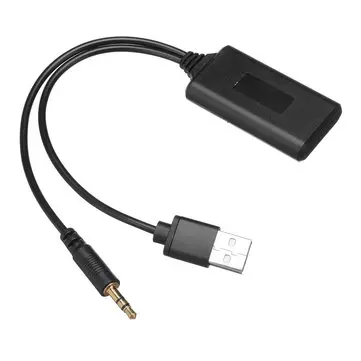 Universal 12V Bil Bluetooth Moduladapter AUX-IN AUX Audiokabel Trådløs Radio Stereo USB 3,5MM Jackstik