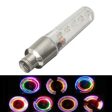 Hjul Dæk Eger Ventilkappe Neon 5 LED-lys Lampe 32 Tilstande for Cykler