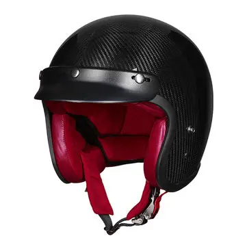 ECE Opgraderet 3/4 ansigtshjelm A500 Retro Vintage Læder Carbonfiber Motorcykel Motorcykel Scooter Crash Visir
