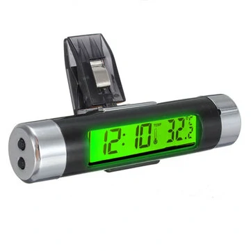 LCD Clip-on Digital Baggrundsbelyst Bil Termometer Ur Kalender