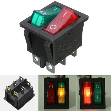 6 Stifter Dobbelt SPST On/Off Båd Skifte Rød Grønt Lys AC 250V/15A 125V/20A Skifte