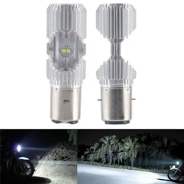 BA20D 1200LM 6000K 4 LED Scooter Hi/Lo Motorbike Moped ATV forlygte tågelyspære