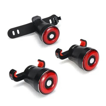 Genopladelig LED USB-baglygte til cykel, intelligent bremselys til elektrisk scooter, der kan registrere vand