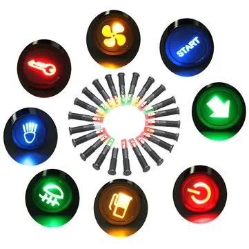 12V 24V 36V 8mm LED Metallisk Indikator Advarselssignal Dash Light Lampe Bil Lastbil Symbol