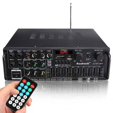 Sunbuck bluetooth Stereoforstærker 2-kanals HiFi lydforstærker Fjernbetjening USB SD FM 220V EU-stik