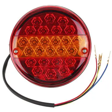 12V/24V 20LED Hamburger Baglygte Stop Indikatorlys Rund Til Trailer Lastbil Campingvogn Varevogn ATV Bus