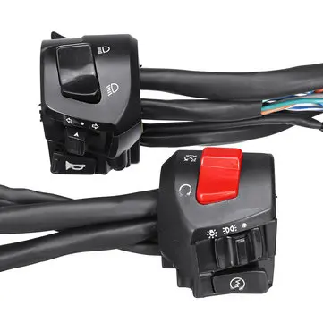 12V Motorcykel 7/8" Styrehorn Horn Blinklys Forlygte Elektrisk Startkontakt Dobbelt Gasgreb