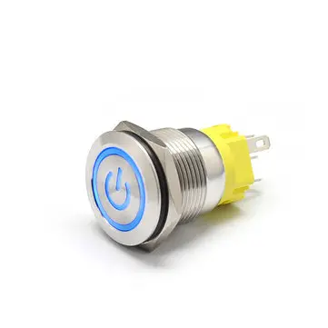 19 mm 12V Metal Trykknapknap Symbol Kit Bil Racing Van Marine Boat Momentary/Latching