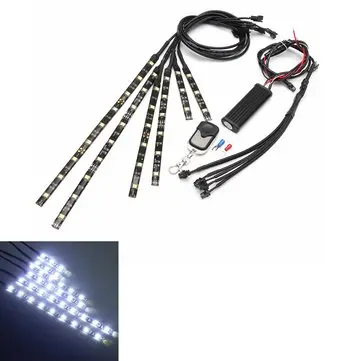 6x Hvid 18LED Trådløs Fjernbetjent Bil Motorcykel Ramme Lys Fleksible Neonstrimler