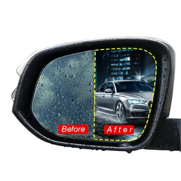 2 stk. Bilbagudspejlsbeskyttende film Nano Coating Rainproof Anti Fog 175x200mm