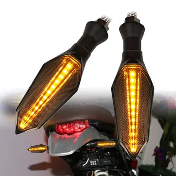2 stk Motorcykel LED Blinklys Amber Lampe Sekventiel Flydende Indikatorlys
