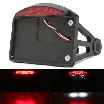Motorcykel Nummerplade med LED Baglygte Horisontalt Sidebeslag
