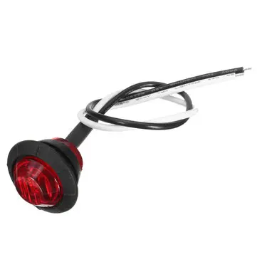 4 stk. 12V/24V Røde Mini Runde LED Knapside Markørlys Lamper Lastbil Trailer