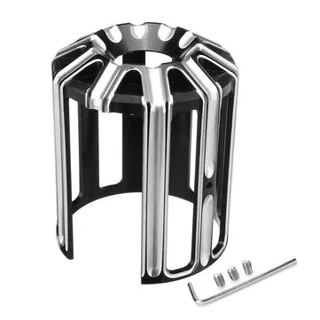 CNC Aluminium Oliebrændstoffilterdæksel Trim 10-Gauge Til Harley Twin Cam-modeller Black