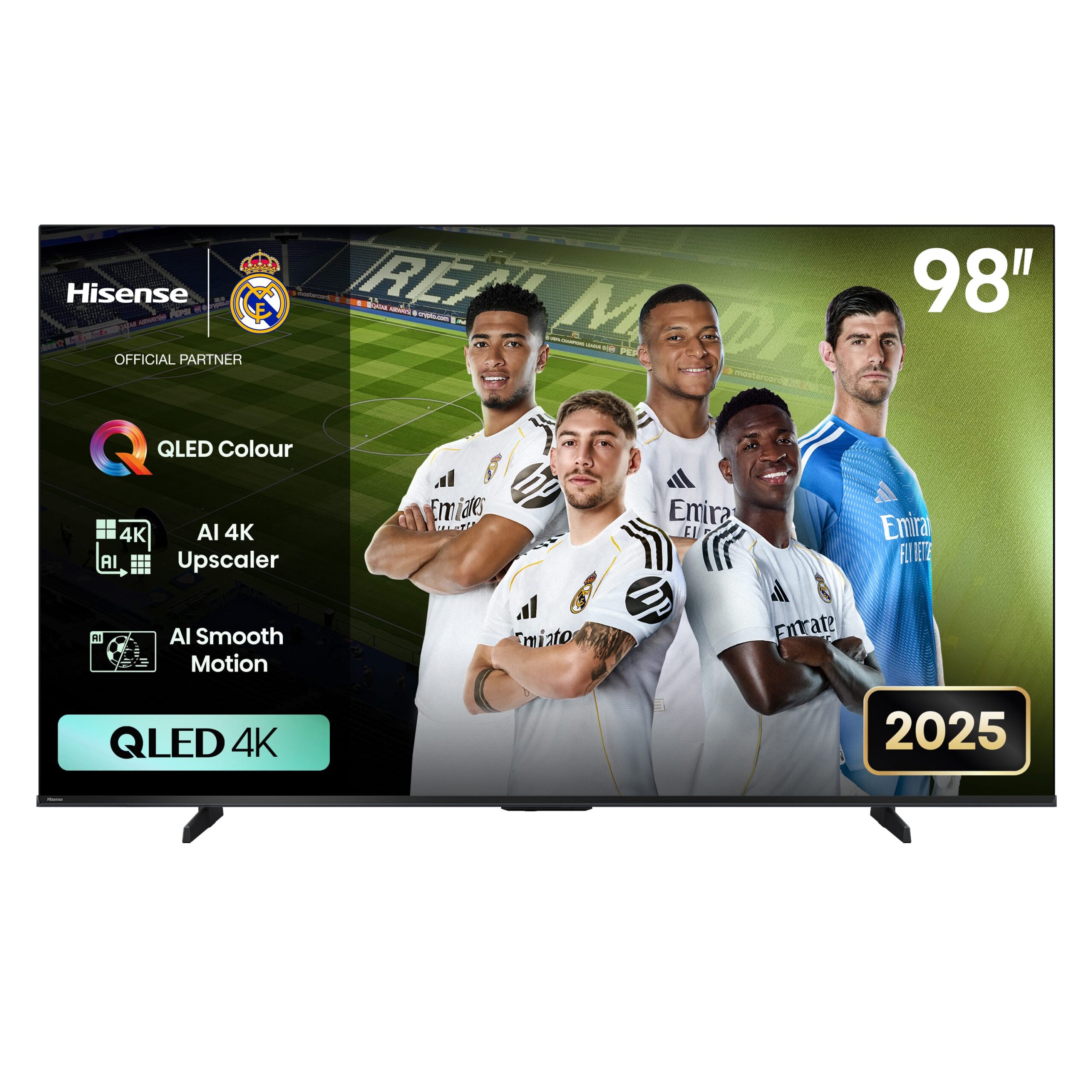 Hisense 98 Inch QLED UHD 4K Smart TV, (2025 Model), Q6 Series 98Q6Q, 144Hz Refresh Rate VRR Game Mode Pro, AI Picture, AI Smooth Motion, Ultra Slim Design, VIDAA, Inbuilt Free To Air Reciever – Black