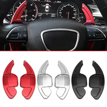 Pasangkan Ekstensi Penjajakan Paddle Shift Shifter Aluminium Lembar Hitam/Merah/Perak untuk Audi A3 4 A5 A6 A7 A8 Q3 Q5 Q7 S4 S6 TT